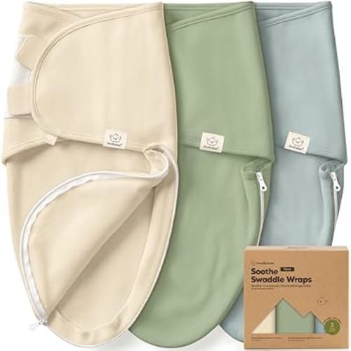 KeaBabies Newborn Swaddles with Zippers, 3pk Baby Swaddle (Slate, 0-3M)