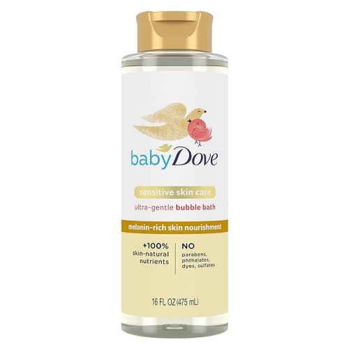 Baby Dove Bubble Bath Melanin-Rich Skin Nourishment for nourished Skin and Bath time Fun Sensitive Skin Care with Skin-Natural nutrients 16 oz, Silver