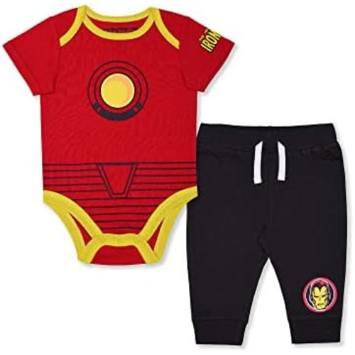 Marvel Avengers Boys’ Bodysuit and Jogger Set for Newborn and Infant –Blue/Navy/Red/Green/Black/Grey