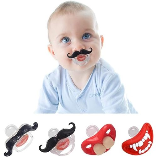 Mustache Newborn Pcifiers for 0-6 Months,Funny Pacifiers for Babies, Mustache Pacifier,Teeth Binky,Gift Pacifiers for Boys and Girls (Colors-05)