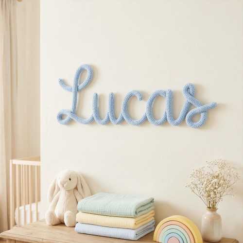 Custom Knitted Wire Name Sign, Knitted Wool and Wire Name Sign, Baby Nursery Decor, Personalized Kids Bedroom Sign