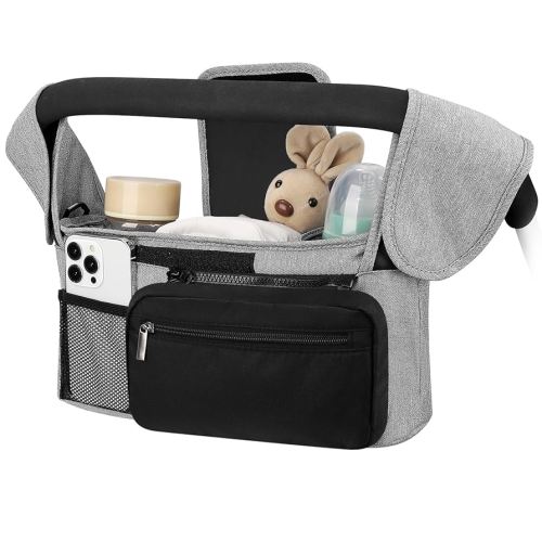 Accmor Universal Stroller Organizer with Insulated Cup Holder Detachable Phone Bag and Shoulder Strap,Stroller Bag Caddy Organizer Fits for Uppababy, Baby Jogger, Britax Strollers