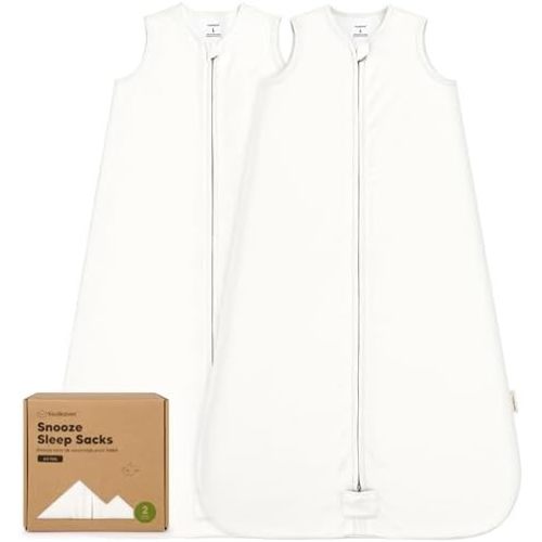 2-Pack Baby Sleep Sacks,Zipper Wearable Blanket,100% Cotton (Soft White, L)