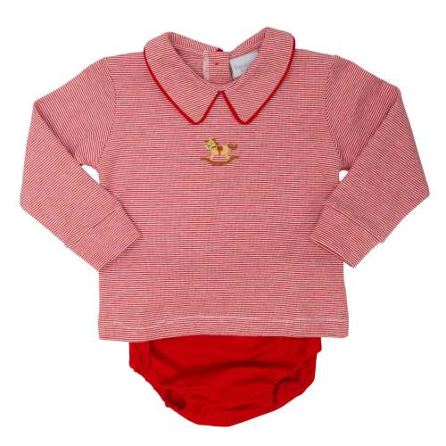 Mini Christmas Rocking Horse Diaper Set