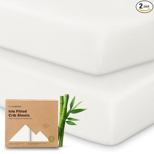 KeaBabies 2-Pack Baby Crib Sheets for Boys, Girls - 52x28 Viscose Derived from Bamboo Toddler Bed Sheets Neutral, Fitted Crib Mattress Cover for Standard Baby Bedding, Soft & Cozy (Soft White)