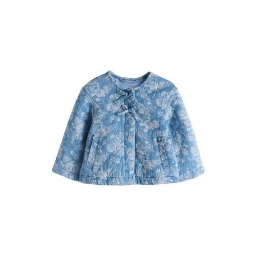 Kids' Floral Quilted Denim Jacket
