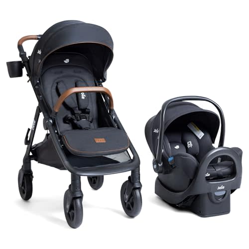 Joie Caraway 360° Whirl Stroller & Rue Infant Car Seat Travel System | Lightweight infant car seat with anti-rebound base, stroller with 360° Whirl wheels and reversible seat