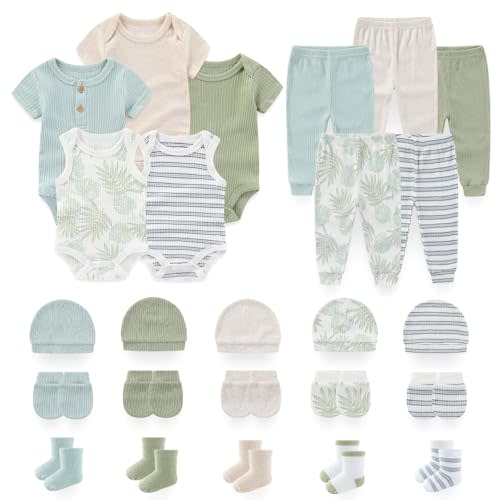 BABYSOLIS Unisex Baby Boy Girl Pant Sets Bodysuits Hats Gloves Socks Accessories 25 Pack Cotton Infant Practical Outfit