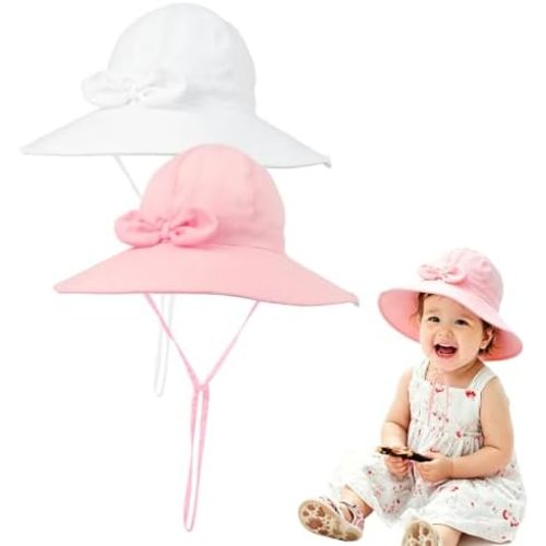 Baby Toddler Sun Hat Girl, Cotton Summer Beach Hat, Sun Protection Infant Bucket Hat Foldable Packable Sun Hat