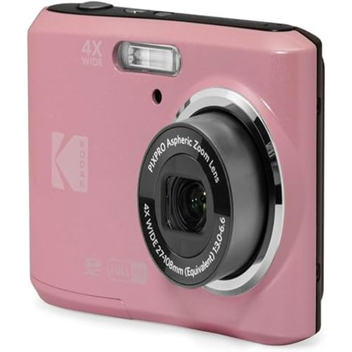 KODAK PIXPRO FZ45 16MP Compact Digital Camera, 4X Optical Zoom, AA, Pink