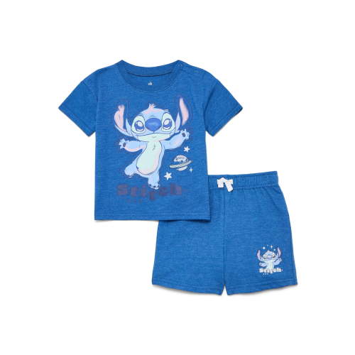 Stitch Baby Boys' Short Sleeve Graphic Tee and Shorts Set, 2-Piece, Sizes 0/3M-24M