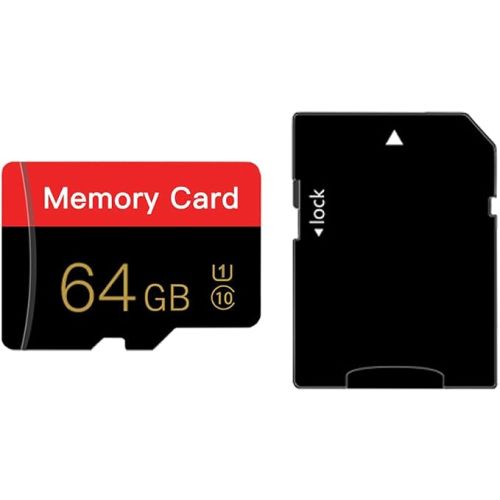 Micro Memory Card 64GB with Adapter, C10/UHS-I/A1 TransFlash Card, TF Card for Camera, Smartphone, Tablet, Drone (Red 64GB)