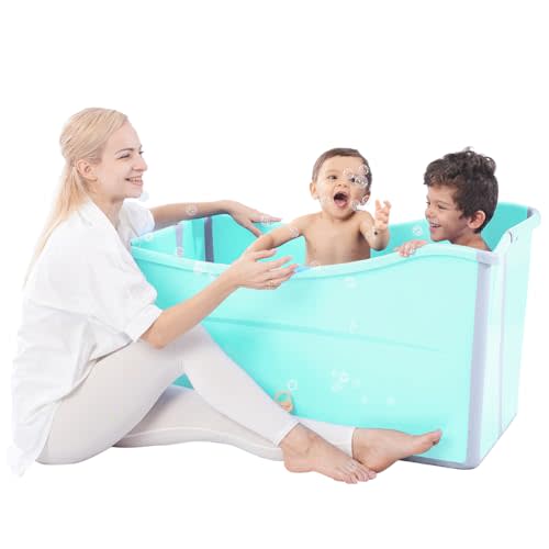 joyingbaby Large Foldable Bathtub for Toddler Collapsible Baby Bathtub Portable Bath tub Lightweight for Children Twins Petite Adult