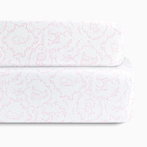 Bellini Organic Jersey Cotton Crib Sheet and Changing Pad Cover Set - Woodland Pink