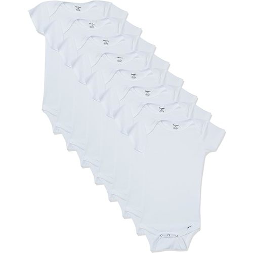 Gerber Short Sleeve Solid Onesies Bodysuits (8 Pack) - White, 0-3 M