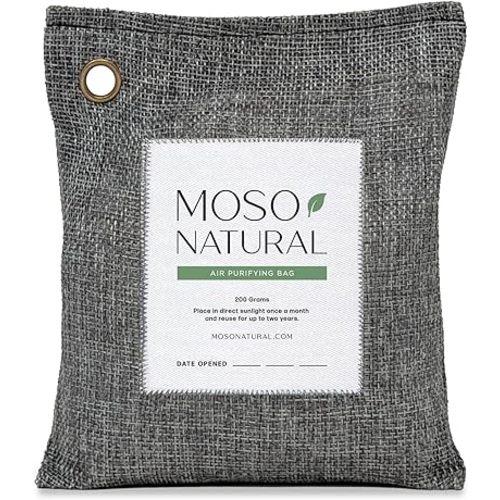 Moso Natural Air Purifying Bag 200g | HGTV Editor's Pick | Premium Bamboo Charcoal Odor Absorber for Home & Car | Closet Odor Eliminator & Car Air Freshener | Long Lasting Charcoal Bags Cover 90sqft