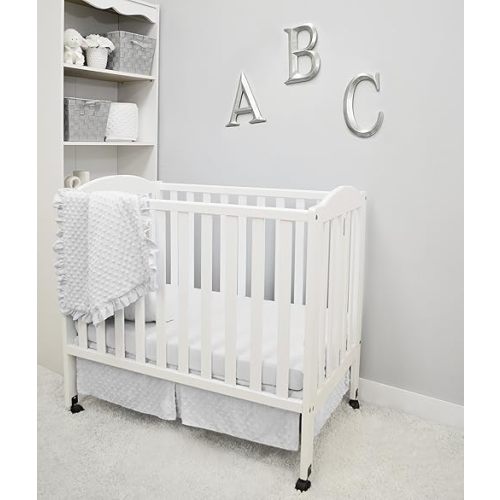 American Baby Company Heavenly Soft Minky Dot 3-Piece Mini/Portable Crib Bedding Set, White, for Boys and Girls