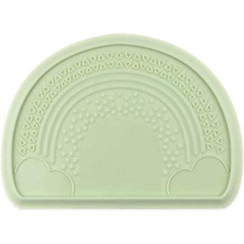 Bumkins Baby Silicone Sensory Placemat, for Babies and Toddlers, Suction Mat for Restaurants, Stick On High Chairs and Tables, Eating Finger Foods, Baby Led Weaning Essentials, Ages 6 Months Up, Sage