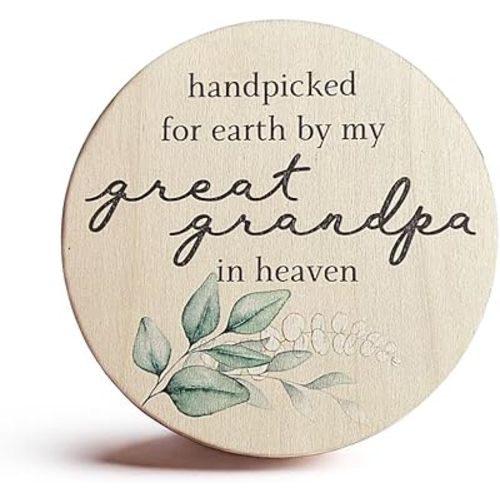 Handpicked for Earth by My Great Grandpa in Heaven Pregnancy Announcement Sign - Memorial Wooden Newborn Birth Sign - In Loving Memory Great Grandfather Nursery Decor Keepsake