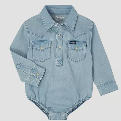 Baby Boy Long Sleeve Denim Bodysuit