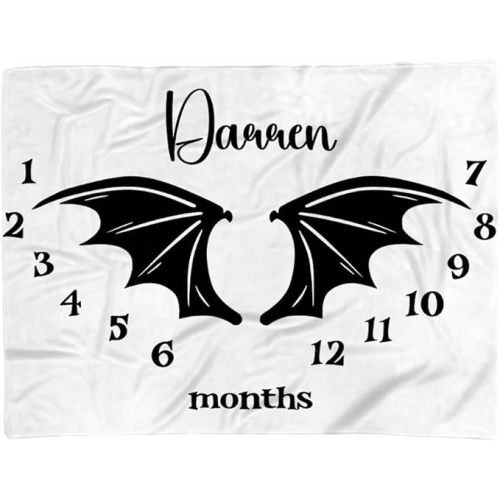 Personalized Bat Wings Halloween Baby Milestone Blanket, Newborn Baby Gift, Halloween, Gender Neutral Witchy Blanket, Gifts for Newborn