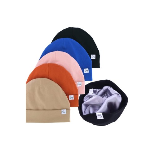 Jersey Beanie Hat for Newborn Baby Boys Girls Silky Satin Lined Hats Bonnet Toddler Infant Little Kids Beanies Caps(0-6M,001 Cott Black)