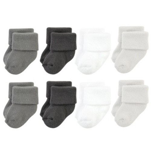 Hudson Baby Basics Infant Baby Cozy Terry Socks 8-Pack, Cloudy Comfort, 6-12 Months