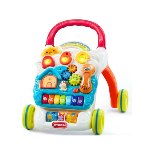 SYNCFUN Baby Learning Walker, 2 in 1 Sit to Stand Learning Toys, Baby Toys 6-12 Months, Educational Present for 1 Year Old, Push Walker Gift with Wheels for Infant Boys Girls