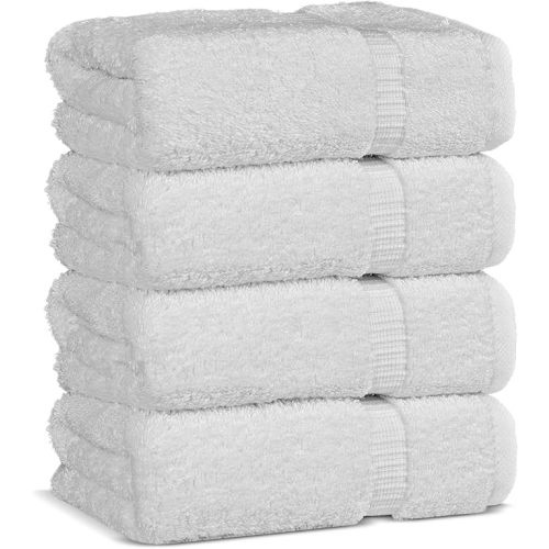 Chakir Turkish Linens 100% Cotton Premium Turkish Towels for Bathroom | 16'' x 30'' (4-Piece Hand Towel, White)