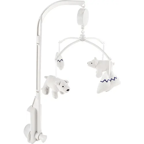 Carter's Explore Baby Bear Grey and White Musical Mobile with Bears and Snow Capped Mountains