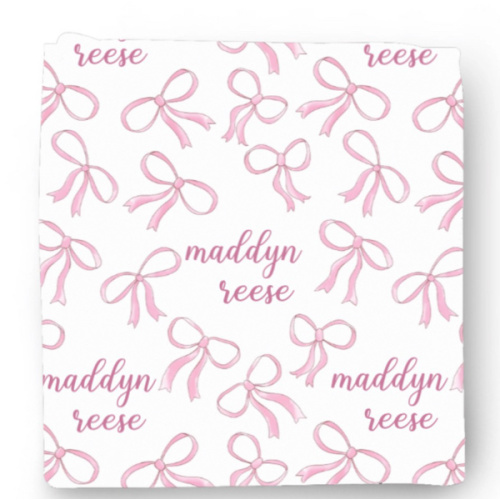Blushing Bows Personalized Swaddle Blanket