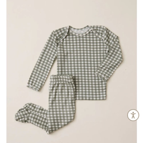 Green Gingham Baby Sleep Set