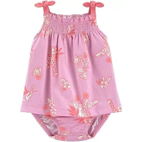 Carter's Baby Girls' Snap-Up Cotton Romper (Pink Butterflies, 24 Months)