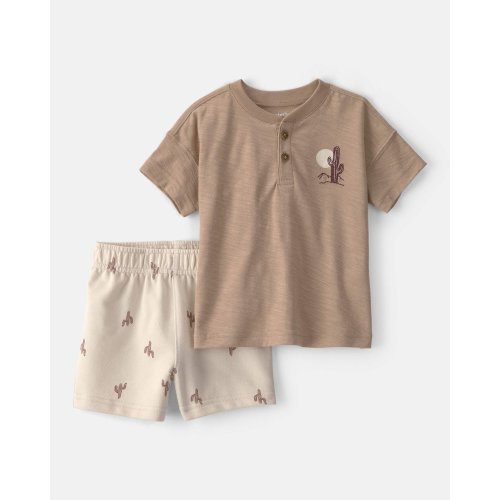 Baby Boy 2-Piece Desert Cactus Henley Top & Short Set - Brown
 | Carter's