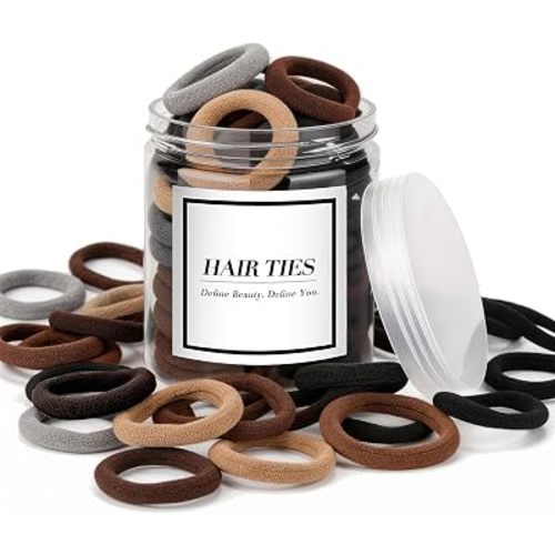 50PCS Hair Ties for Thick Hair, Seamless Cotton Ponytail Holders