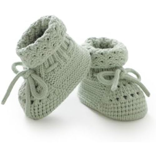 Baby Booties 100% Cotton Knitted Newborn First Cozy Warm Crib Shoes for Toddler Infant Boy Girl Babys Shower Gift