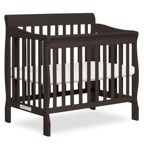 Dream On Me Aden 4-in-1 Convertible Mini Crib In Chocolate Chip, Greenguard Gold Certified