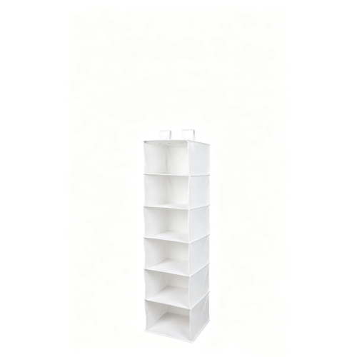 Mainstays Closet Storage Organizer, 6 Shelf Hanging Closet Organizer, Non Woven, Arctic White