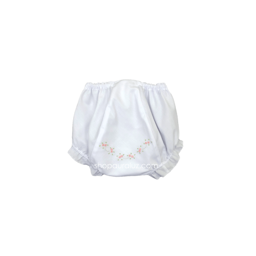 Auraluz Panty...White with scallops and embroidered tiny buds – AURALUZ