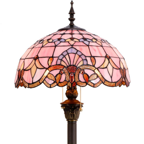 Bloomsbury Market Tiffany Floor Lamp Pink Purple Baroque Stained Glass Standing Reading Light 16x16x64 Inches Antique Pole Corner Lamp Decor Bedroom Living Room Home Office | Wayfair