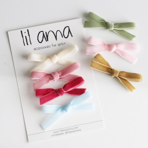 Velvet Hair Bow Clip or Headband