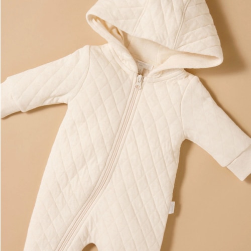 Cream Quilted Growsuit - Purebaby