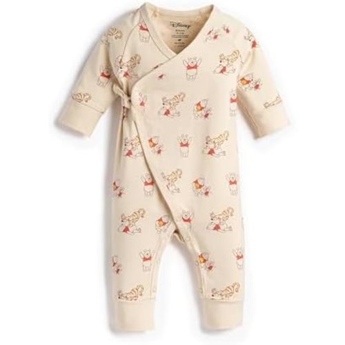 monica + andy Kimono Tie Long Sleeve One Piece, 100% Organic Baby Clothes for Girls & Boys, Preemie, Newborn & Infant