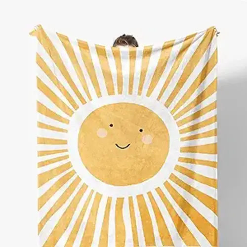 Cute Boho Sunshine Nursery Throw Blanket, Boho Sun Blanket for Kids Boys Girls Room Playroom Classroom, Baby Nursery Decor Girl Boy, 50x60 Inches