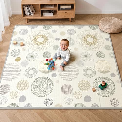 Extra Large Baby Play Mat - Reversible Baby Floor Mat 79x71, Foldable Baby Foam Playmat for Floor, Non-Slip & Thick Baby Play Mat for Floor, Crawling Mat Perfect for Babies, Infants and Toddlers | Reversible Baby Floor Mat, Foldable Baby Foam Playmat f...