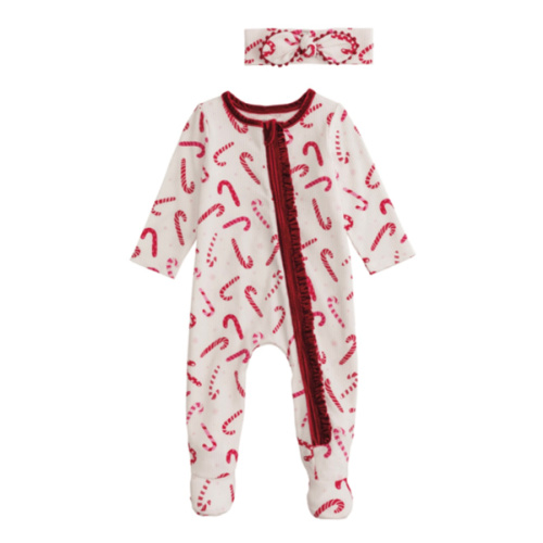 Candy Cane Baby Sleeper Set | Holiday Outfit for Newborns | Mud Pie