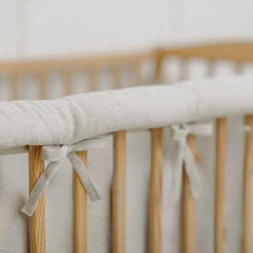 Linen Crib Rail Cover: Solid Beige Color