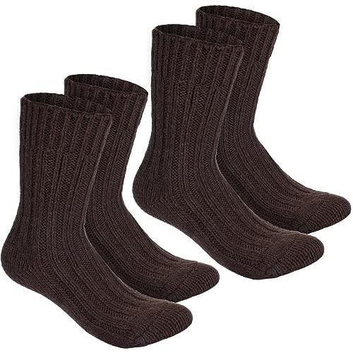 BRUBAKER 2 Pairs Unisex Alpaca Wool Socks - Thick Winter Socks for Men or Women - 100% Alpaca Premium Thermal Warm Boot Socks