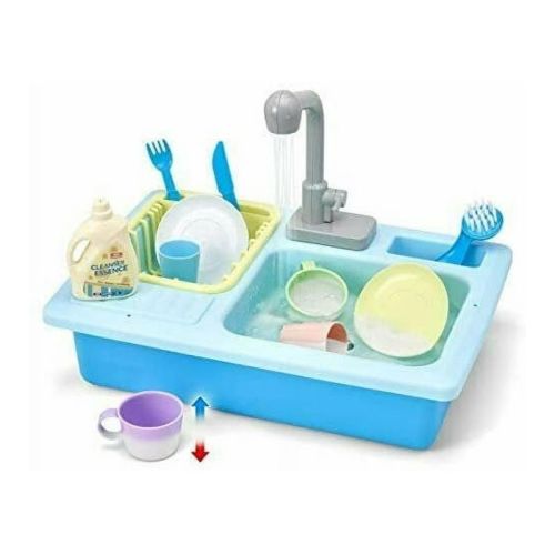 Running Water Play Sink, Pretend Kitchen Sink, And Dishwashing Playset