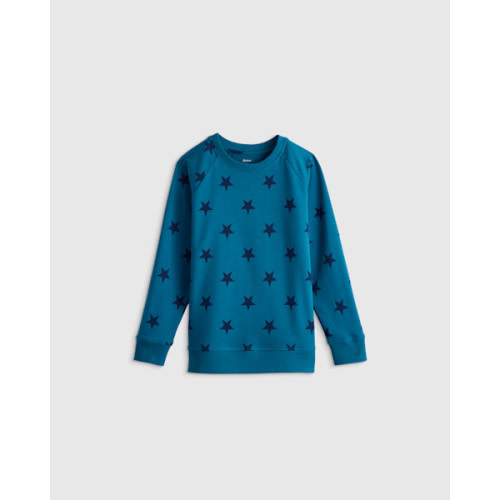 Organic Cotton French Terry Crew Neck Sweatshirt - Toddler in Blue Stars